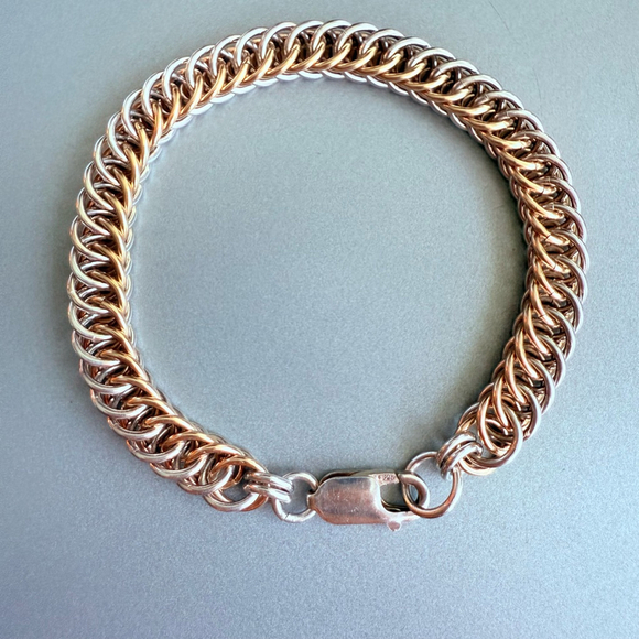 Artisan 18K Gold Vermeil 4mm Chain Maille Square Sterling Silver 925 Bracelet - Picture 1 of 8